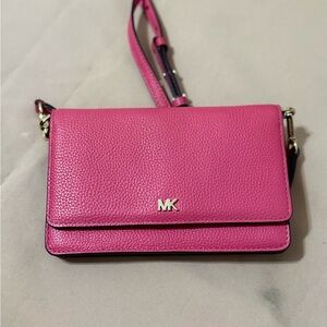 Michael Kors Pink Leather Crossbody Wallet